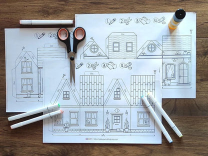 COLORING HOUSE PAPERCRAFT-PAPERZCRAFT