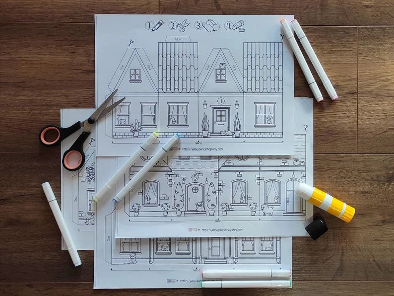 COLORING HOUSE PAPERCRAFT-PAPERZCRAFT