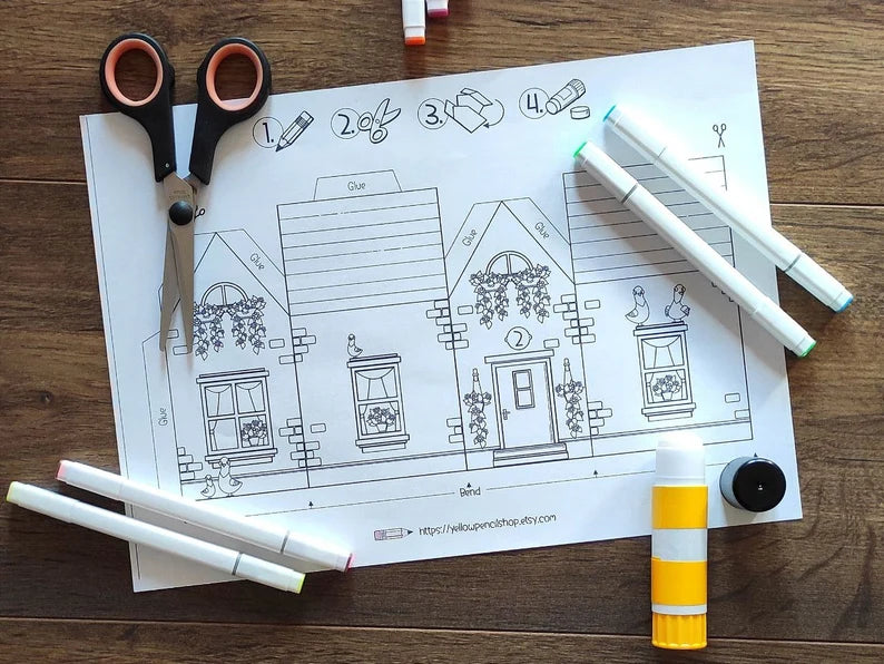 COLORING HOUSE PAPERCRAFT-PAPERZCRAFT